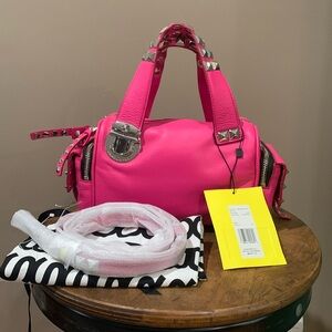NWT! Marc Jacobs The Studded Pushlock Mini Satchel Leather -Magenta Hot Pink